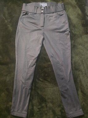 Riding Sport Kids Knee-Patch Riding Breeches Grey Size 12 Equestrian Pants